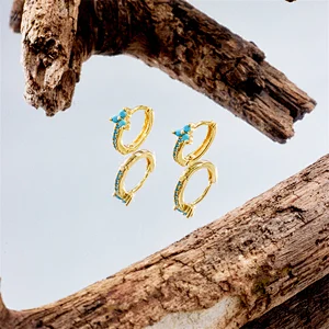 Blue Stone Earrings Women Simple Earrings