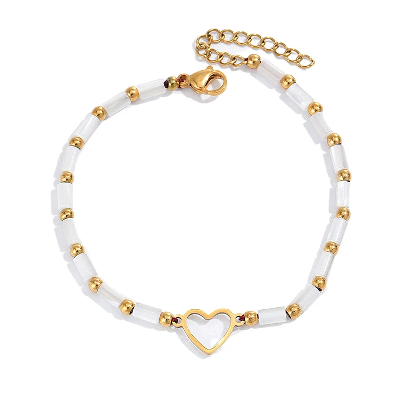 New Crystal Bracelet Stainless Steel Heart Pendant Bracelet