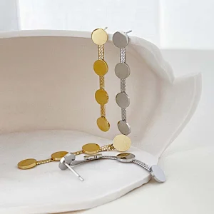 Stainless Steel Round Accessory Snake Chain Earrings