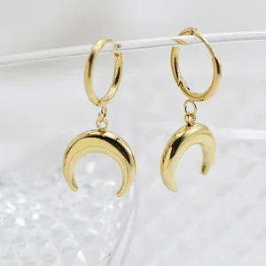 Fashion Metal Moon Hoop Earrings Steel Earrings Wholesale