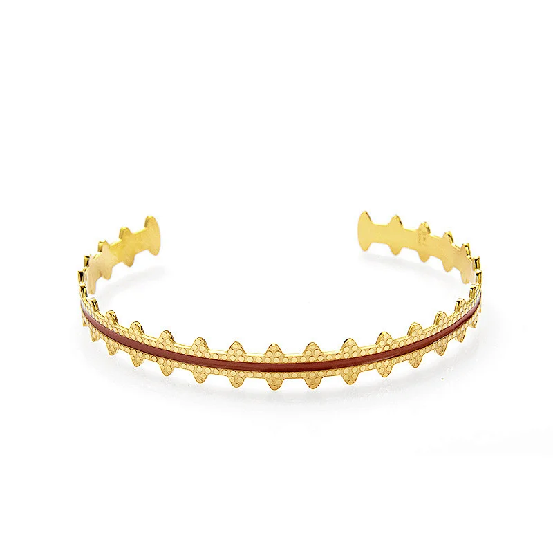 14K Gold Drip Oil Craft Vintage Bracelet Open Design Bracelet