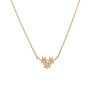 Flower Necklace Mini Pendant Zirconia Gold Plated Necklace