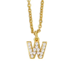 18k Gold Plated DIY Letters Necklace With CZ Diamond Pendant