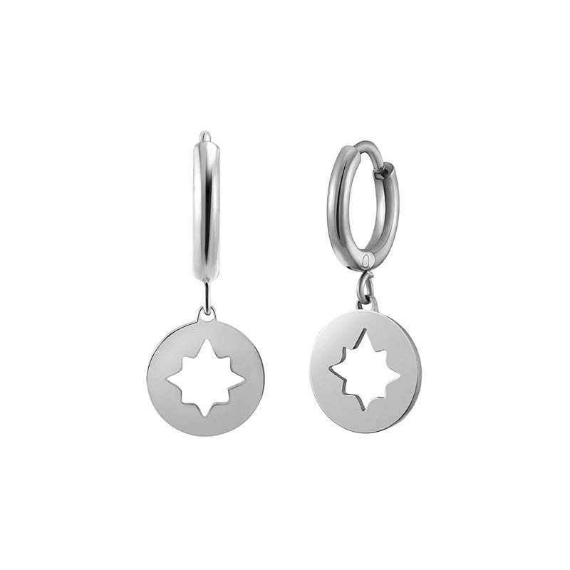 Fashion Stainless Steel Hollow Pentagram Earrings