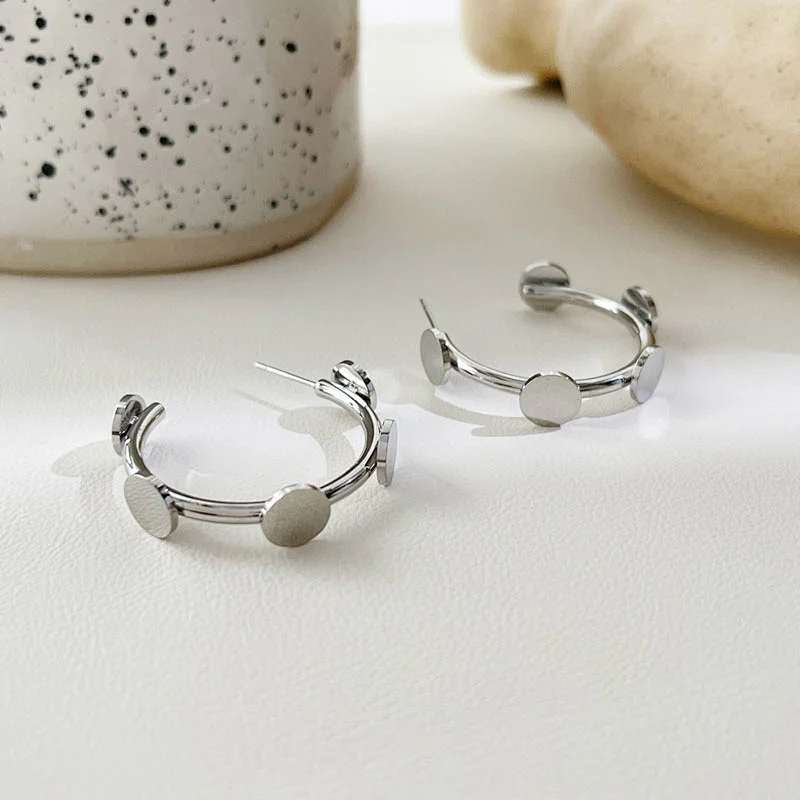 Metal Stainless Steel Earrings Gold C Shape Earrings