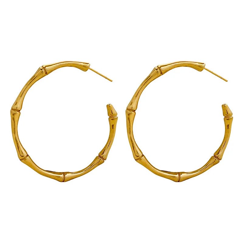 Stainless Steel Gold Plated Simple Large Hoop Earrings