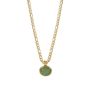 Vintage Jade Pendant Steel Necklace Clavicle Chain Ladies