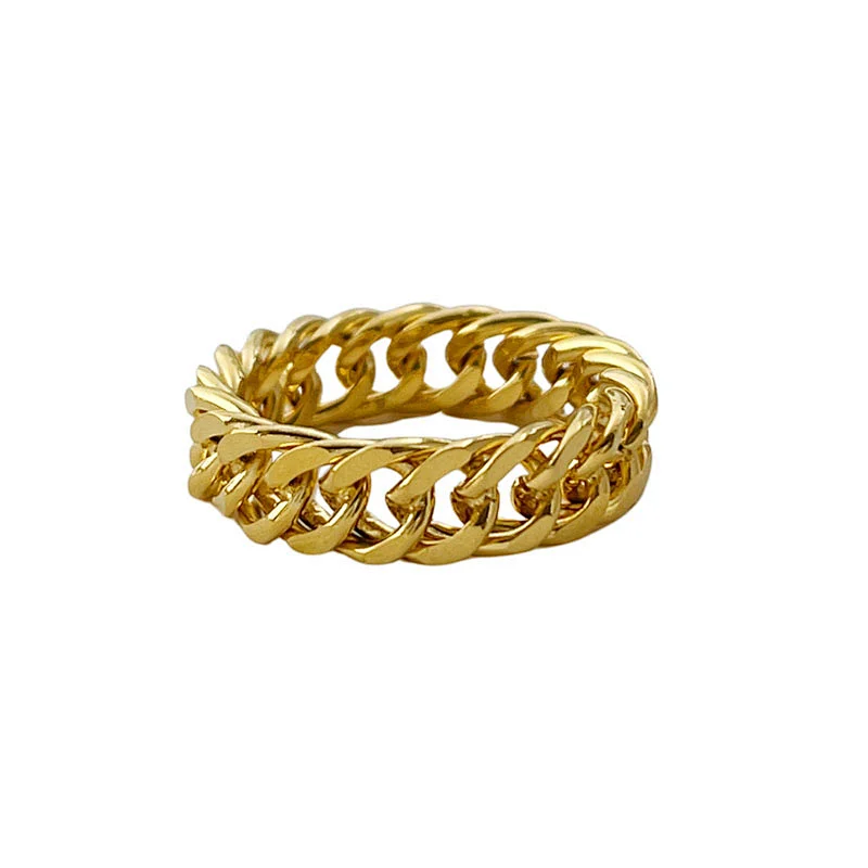 Hip Hop Fashion Simple Titanium Steel Gold Ring
