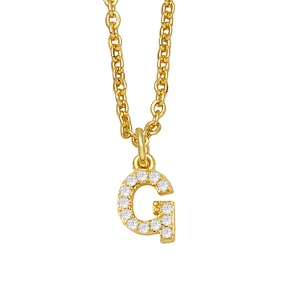 18k Gold Plated DIY Letters Necklace With CZ Diamond Pendant