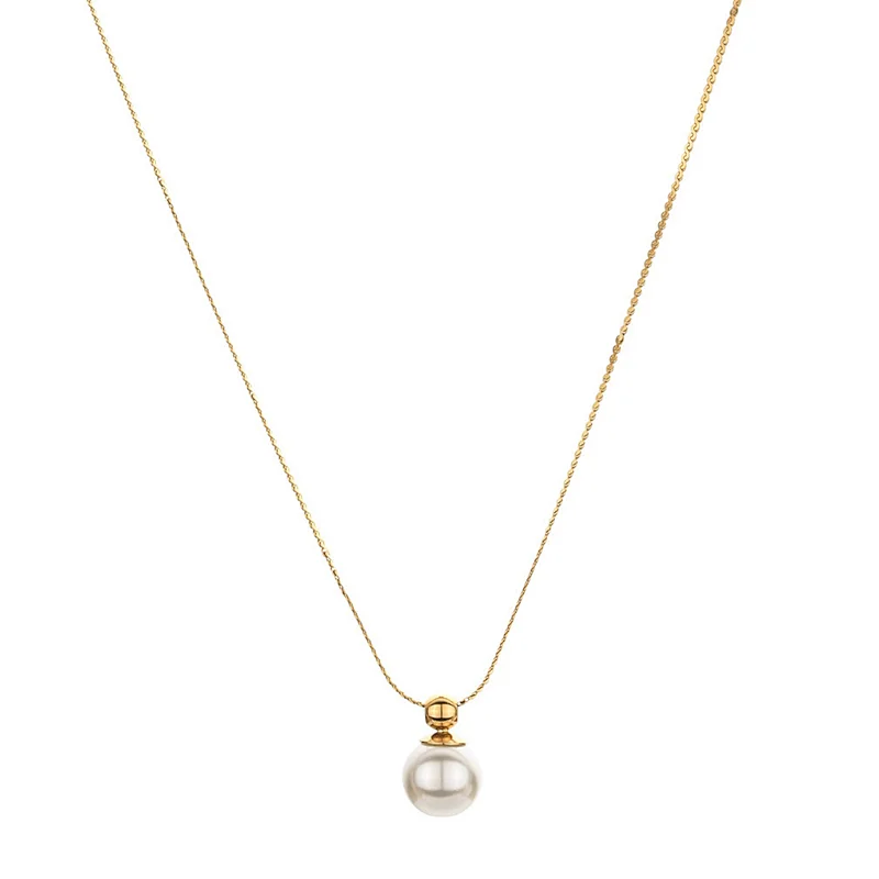 Fresh Water Pearl Necklace Pendant Steel Necklace