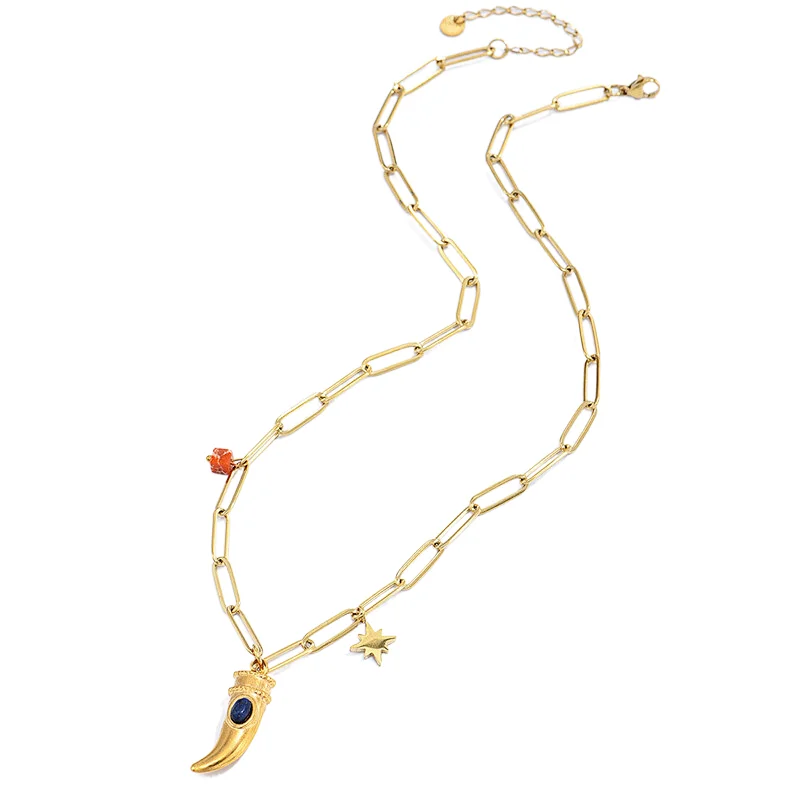 Vintage Simple Stainless Steel Hollow Gold Chain Necklace