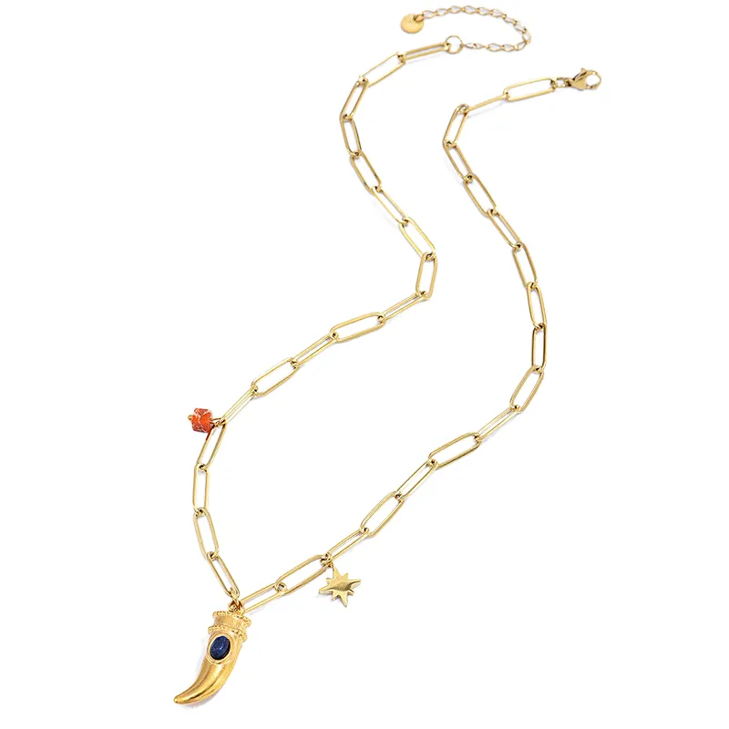 Vintage Simple Stainless Steel Hollow Gold Chain Necklace