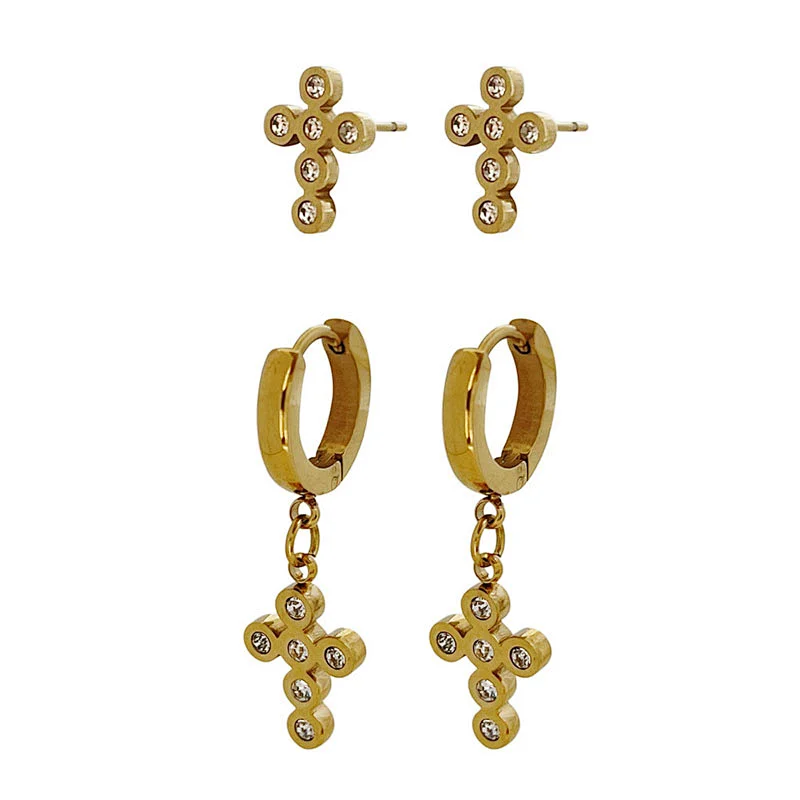 2022 New Hoop Earrings Cross Zircon Earrings