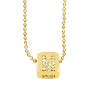 Geometric Gold Plated Zirconia Letters Pendant Necklace