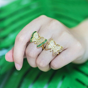 Butterfly Opening Rings For Woman Copper Jewelry Wholesale