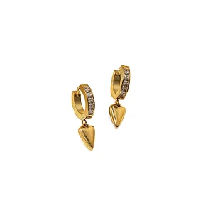 Gold Heart Drop Earrings Stainless Steel Zirconia Earrings