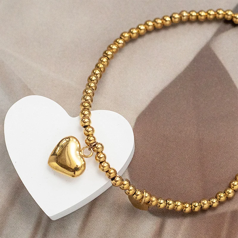 Titanium Beaded Jewelry Fashion Heart Pendant Bracelet