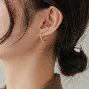 Brass Hoop Earring Zircon Women Jewelry Irregular Design