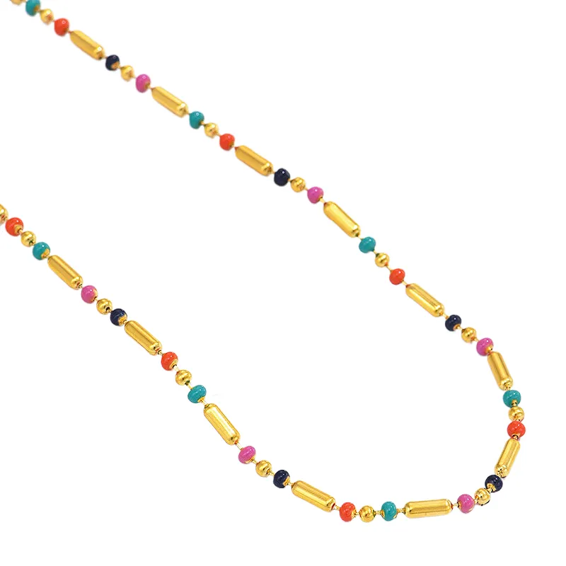 Simple Stainless Steel Colorful Beads Necklace