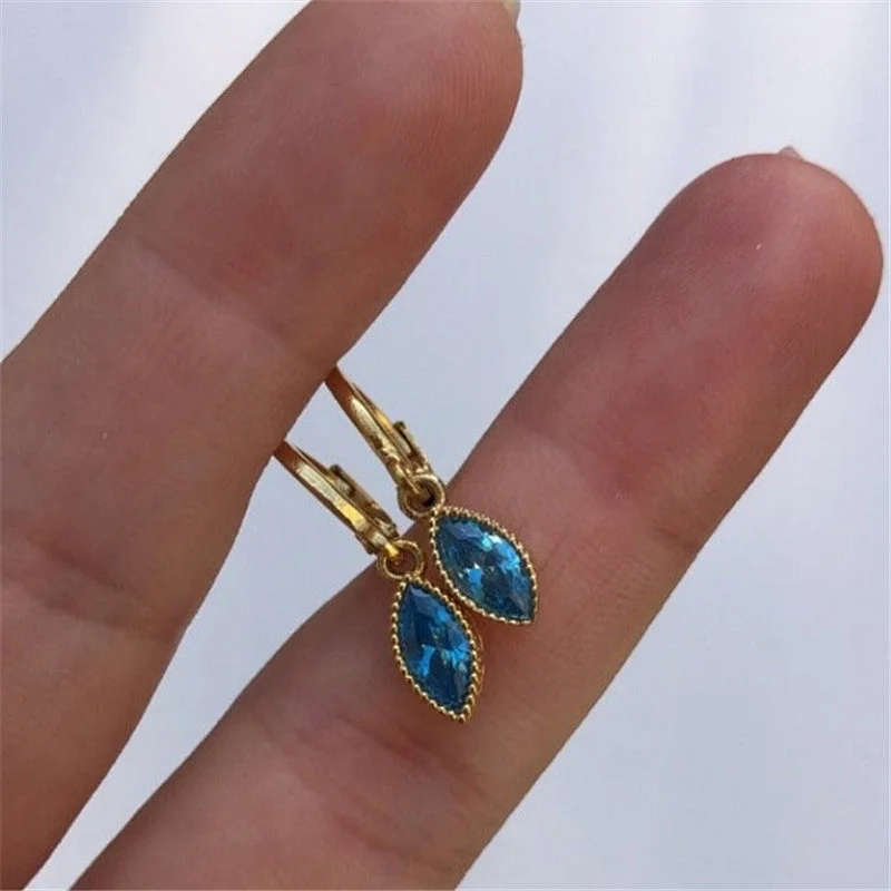 Brass Oval Shade Earring Zircon Laided Jewelry Multicolor