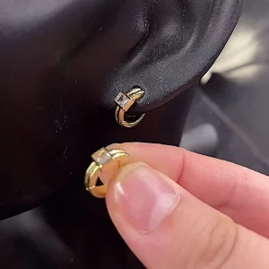 Rock Style Zircon Earrings Copper Plated Hoop Earrings