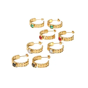 C Shape Zircon Earrings Women's Vintage Earrings