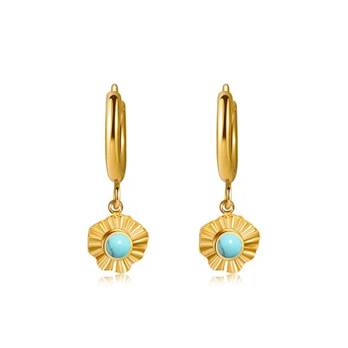 High Quality Natural Stone Petal Hoop Earrings