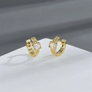 Rock Style Zircon Earrings Copper Plated Hoop Earrings