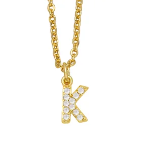 18k Gold Plated DIY Letters Necklace With CZ Diamond Pendant