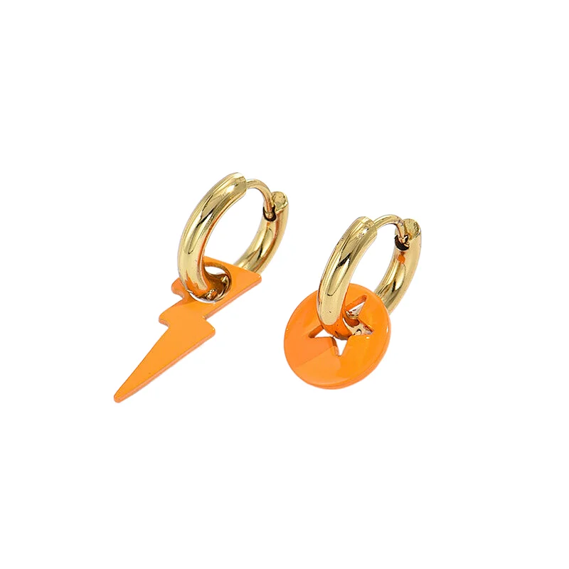 Simple Lightning Drop Earrings Stainless Steel Hoop Earrings