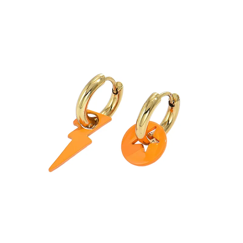 Simple Lightning Drop Earrings Stainless Steel Hoop Earrings