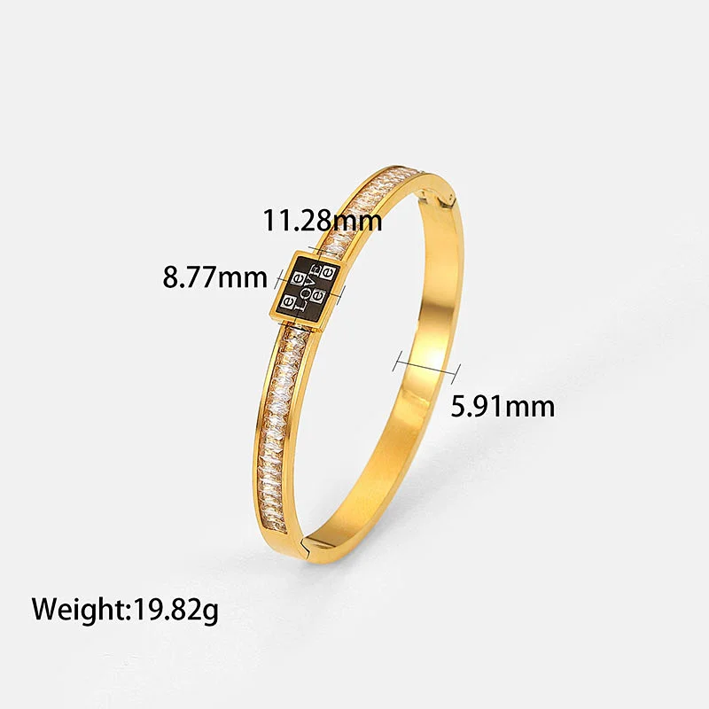 Fashion Stainless Steel LOVE Square Zircon Bracelet Women