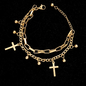 New Bohemian Titanium Steel Bracelet Multilayer Cross Jewelry
