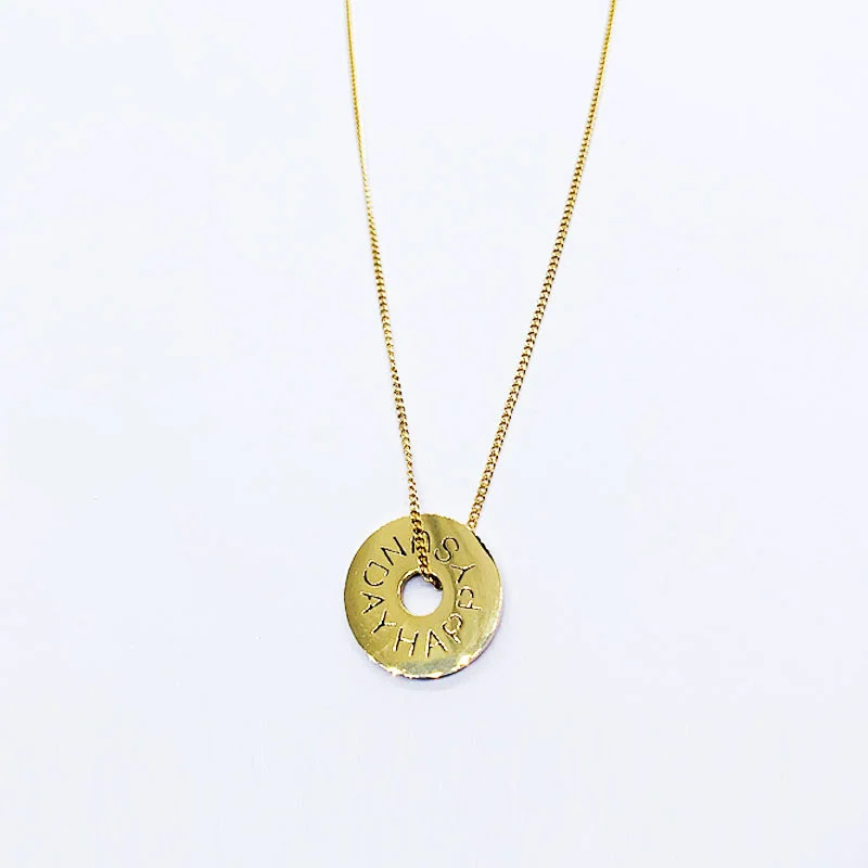 Gold Plated Steel Jewelry Chain Icon Pendant Necklace