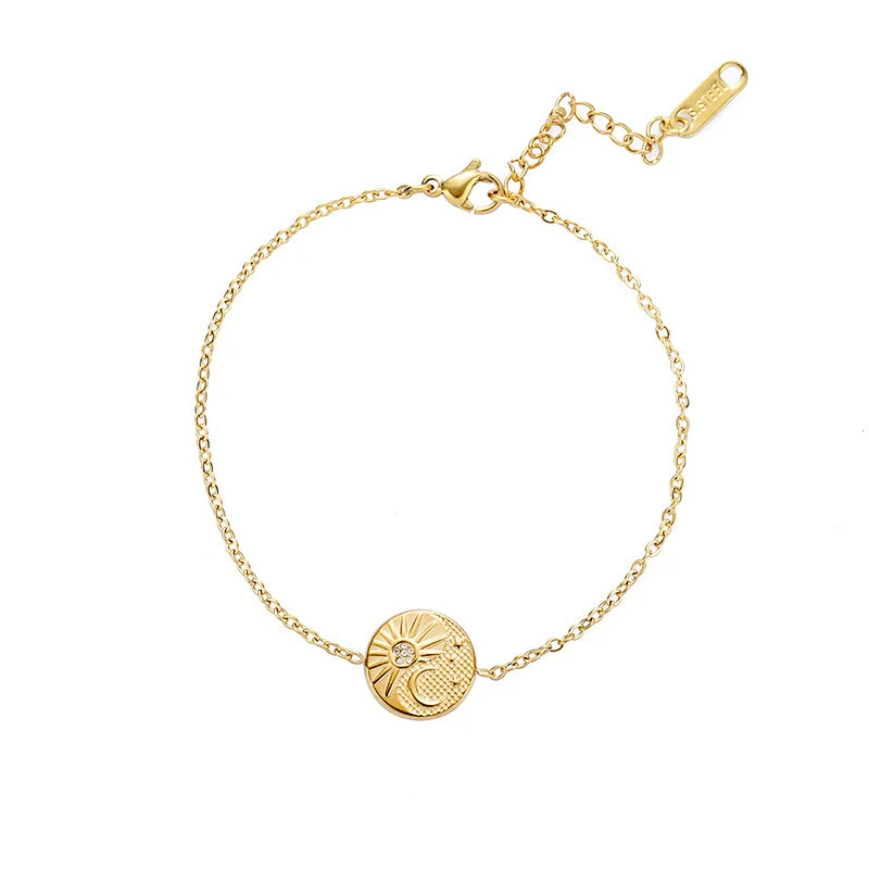 Sun Moon Stars Bracelet Titanium Steel Chain Jewelry