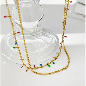 Titanium Steel Color Double Layer Bohemia Clavicle Chain Necklace