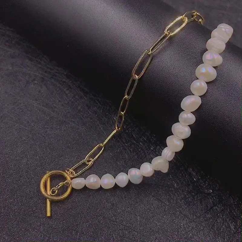 Fashion Pearl OT Buckle Oval Necklace Female Clavicle Chain