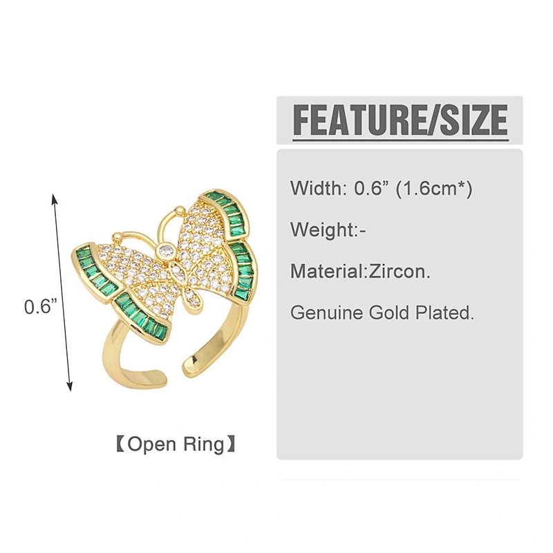 Butterfly Opening Rings For Woman Copper Jewelry Wholesale