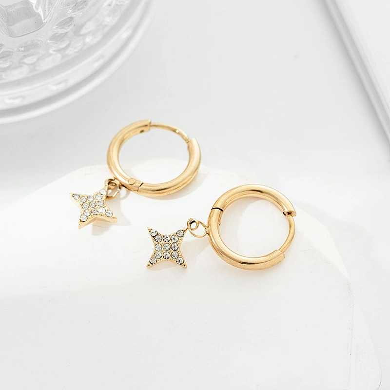 Stainless Steel Zircon Earrings Simple Steel Earrings Factory