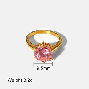 Vintage Gold Plated Stainless Steel Oval Zircon Ring