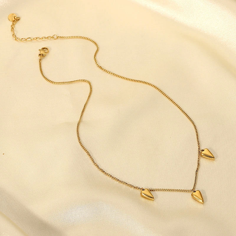 Simple Stainless Steel Gold Love Pendant Necklace Women