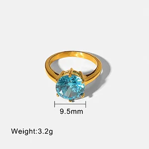 Vintage Gold Plated Stainless Steel Oval Zircon Ring