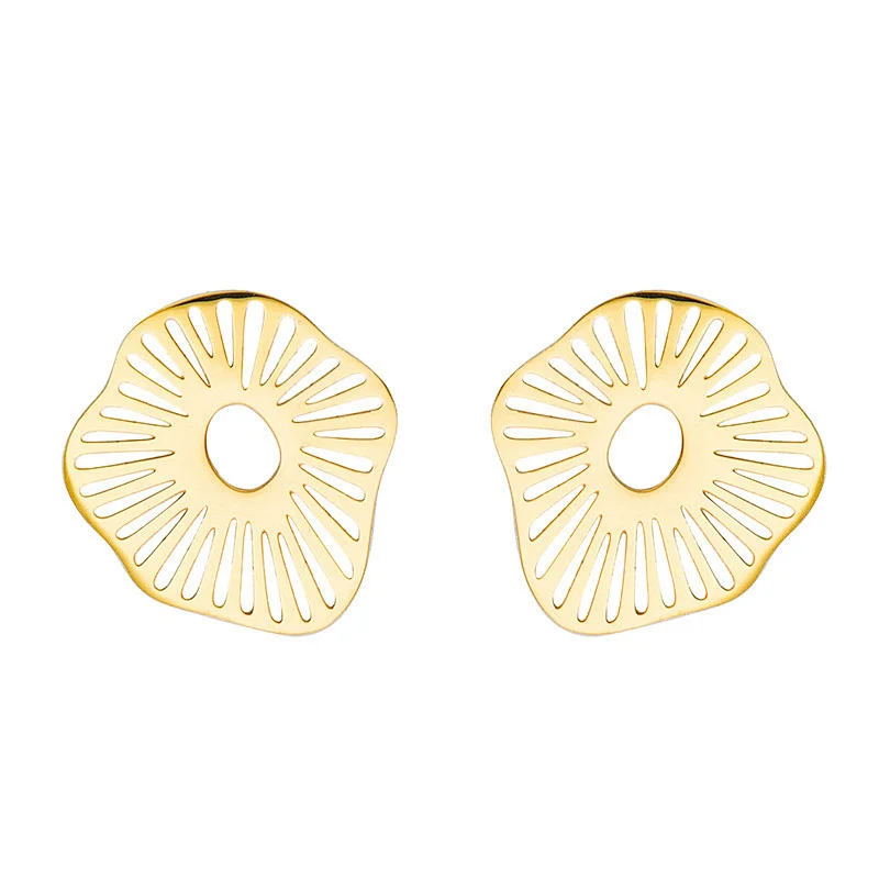 Simple Design Golden Hollow Earrings Nickel Free Stainless Steel