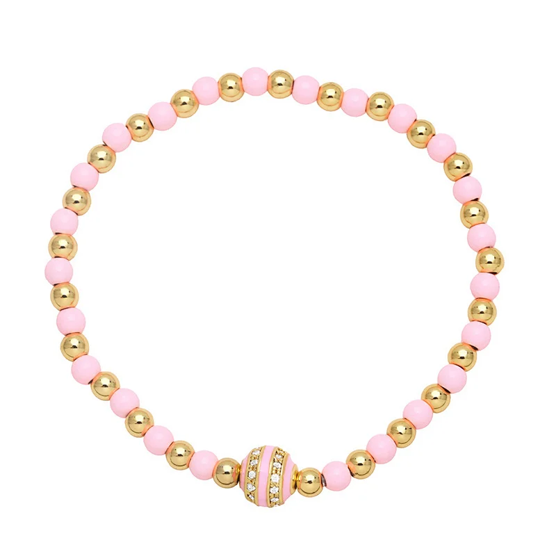 Couples Bracelets Men Women Zircon Enamel Beads Bracelet