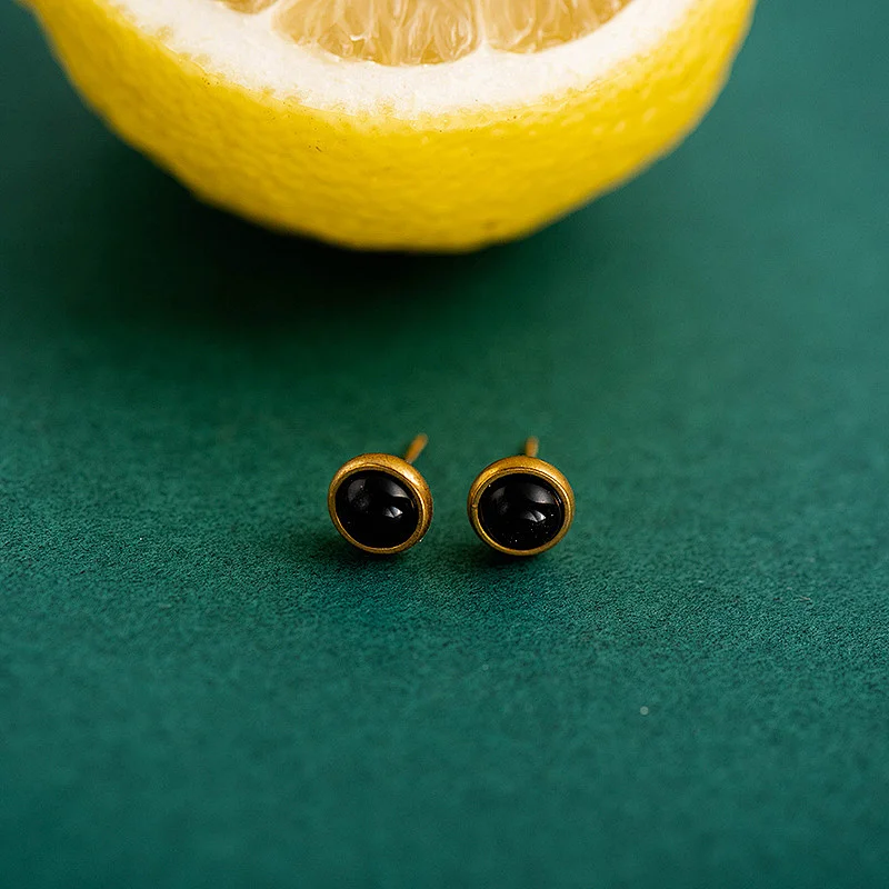 Stainless Steel Simple New Stone Stud Earrings