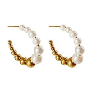 New Trend C-shaped Earrings Simple Freshwater Pearl Earrings