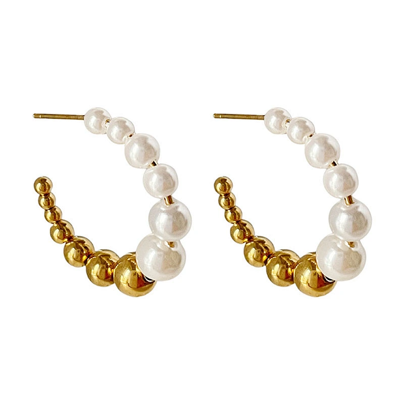 New Trend C-shaped Earrings Simple Freshwater Pearl Earrings