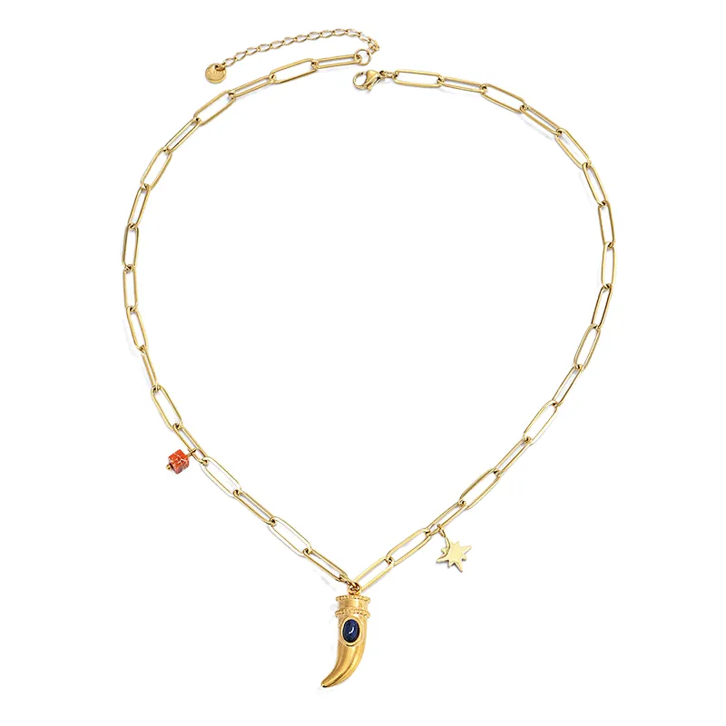 Vintage Simple Stainless Steel Hollow Gold Chain Necklace