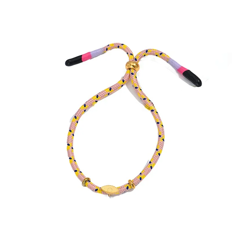 Simple Colorful Braided Bracelet Gold Eye Pendant Bracelet
