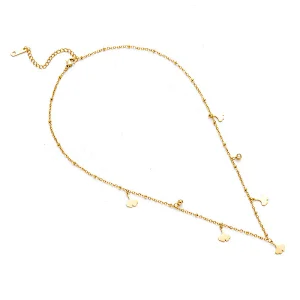 Chain Women Stainless Steel Ginkgo Biloba Pendants Necklace